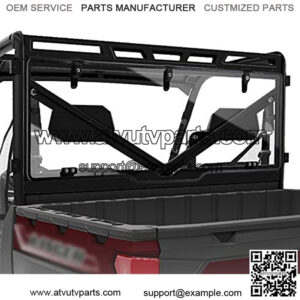 UTV Rear Windshield, Rear Window Compatible with 2017-2021 Polaris Ranger XP 1000 / Crew, 2020-2021 Polaris Ranger 1000/ Crew, 2013-2019 Polaris Ranger XP 900/ Crew (Compatible with Roof)