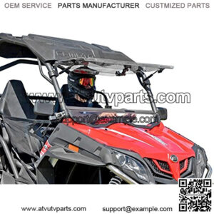 Scratch Resistant 3-in-1 Flip Windshield for 2014+ CFMOTO ZForce 500/800 Trail / 800 EX / 1000 | Easy Install | 1/4" Thick Polycarbonate | USA Made | Can be Set to Open, Vented, or Closed!