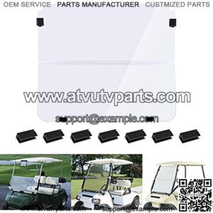 Fold Down Golf Cart Windshield Impact Resistant Acrylic Split Windshield Compatible with Club Car DS 1982-2000