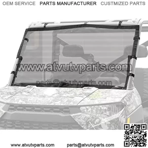 KEMIMOTO UTV Soft Window Anti-UV Breathable Net Mesh Front Windshield Compatible with 2018-2023 Polaris Ranger 1000 XP/CREW, 2013-2019 Ranger 900/XP Sunshade Soft Wind Screen Accessories No Flapping