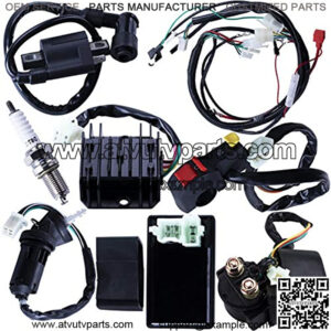 Complete Electrics Wiring Harness CDI Ignition Coil Solenoid Relay Spark Plug Kits For Chinese 4-Stroke ATV QUAD Dirt Bike 150cc 200cc 250cc Go Kart By OTOHANS AUTOMOTIVE
