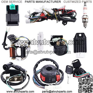 Complete Electrics Wiring Harness Stator Coil CDI Solenoid Relay Spark Plug For 4 wheelers Stroke ATV ??50cc 70cc 110cc 125cc?? Pit Quad Dirt Bike Go Kart By