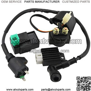 CDI Box Ignition Coil Solenoid Relay Voltage Regulator for 50cc 70cc 90cc 110cc 125cc ATV Dirt Bike and Go Kart