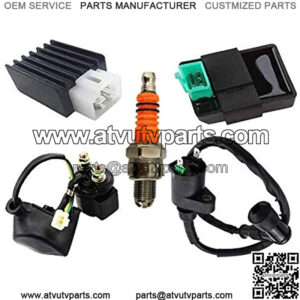Ignition Coil CDI Solenoid Relay Rectifier Regulator Kit for 50cc 70cc 90cc 110cc 125cc ATV Dirt Bike and Go Kart Scooter