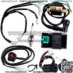 Wiring Loom Harness Kill Switch Ignition Coil Cdi Box Spark Plug Rebuild Kit for Kick Start Dirt Pit Bike ATV 50CC 70CC 90CC 110CC-160cc Buggy Go Kart Wire Harness