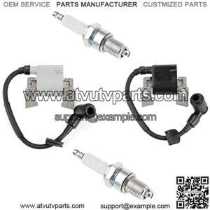 30500-ZJ1-845 Right Ignition Coil + 30550-ZJ1-845 Left Ignition Coil with Spark Plugs Fit for GX610 GX620 GX670 V Twin Engine Lawn Mower