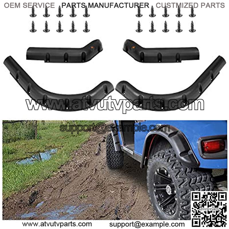Golf Cart Front Rear Fender Flares for EZGO TXT 1998-2013 Gas/Electric (Not Fits 48V Electric), with Metal Hardware, Set of 4 - Image 2