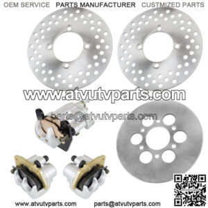 Front Rear Brake Caliper Disc Rotor W/Pad for Yamaha Rhino 660 YXR660 4X4 04-07