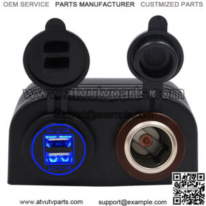 Blue 2-hole tent 4.2A with aperture dual USB + metal cigarette lighter