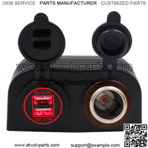 Red 2 hole tent 4.2A with aperture dual USB + metal cigarette lighter