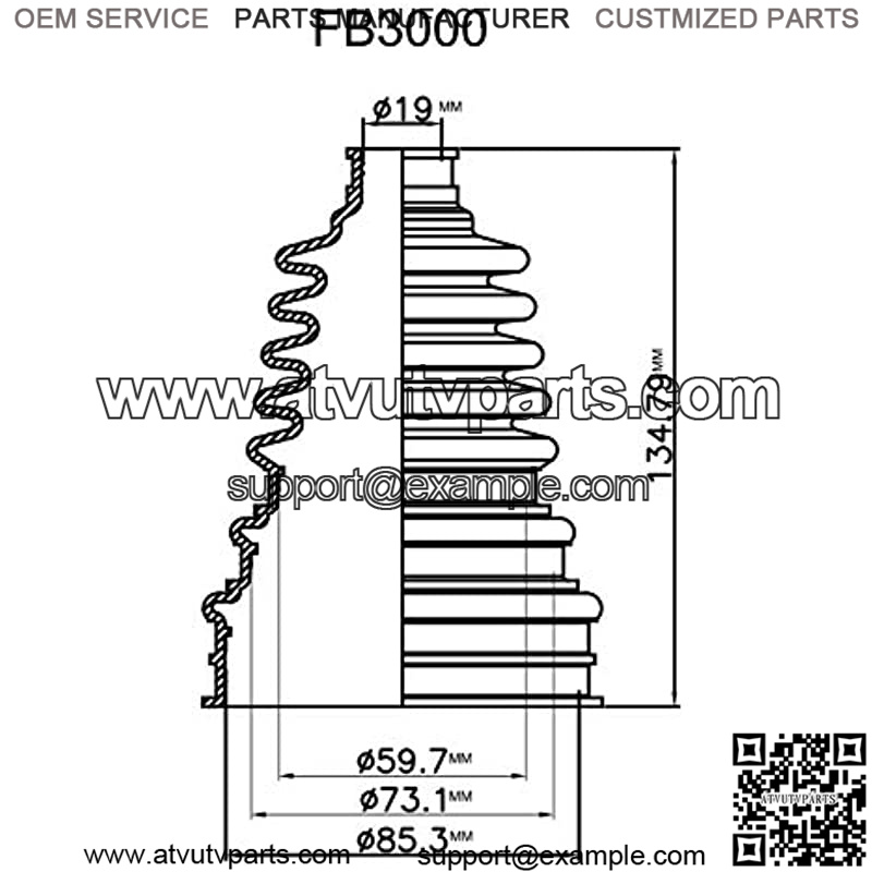 FB3000 Small Shaft Universal CV Boot - Image 3