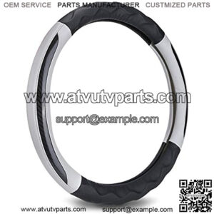 Pu Leather Microfiber Anti Slip Steering Wheel Cover for Most of Golf Cart(not Include EZGO) - Black Gray