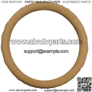 01+ Club Car 11+ Beige/Black Leather Golf Cart Steering Wheel Cover Star (13.25"-13.6")