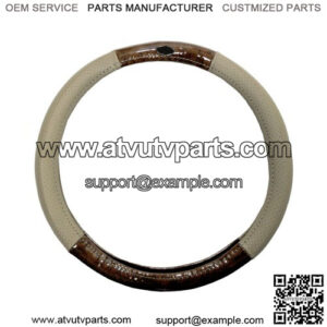 Golf Cart Steering Wheel Cover Universal Woodgrain and Tan