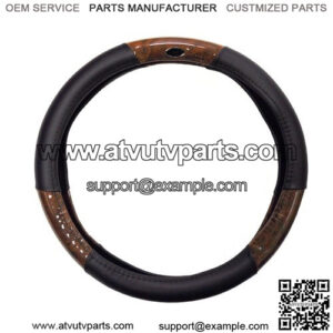 Golf Cart Steering Wheel Cover Universal Woodgrain and Black