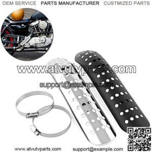 Pipe Heat-shield, Universal Motorcycle Hole Heat-shield Curve Exhaust Pipe Cover(Black)