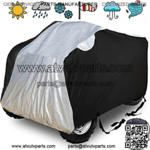 ATV Cover 420D Waterproof Oxford Fabric, Quad ATV Outdoor Storage Cover XL 4 Wheeler Cover fit Polaris Yamaha Can-Am Suzuki Kawasaki, All-Weather Protection ATV Cover