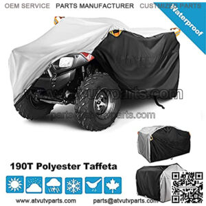 ATV Cover,Waterproof 2 Faces Usable Quad Cover with 190T Polyester Fabric 4 Wheeler Cover Heavy Duty ATV Storage Cover,All Weather Protection UV-Resistant Universal Quad Bike Cover Size XL