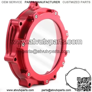 Billet Red Aluminum Clear Clutch Cover & Gasket for Yamaha YFZ450R 2006-2023