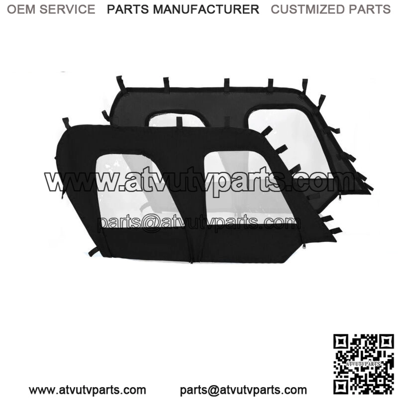 NEW BLACK+CLEAR Soft Upper Doors For 2012-2021 Kawasaki Teryx4 4 seat UTV models (For: Kawasaki Teryx4 800)