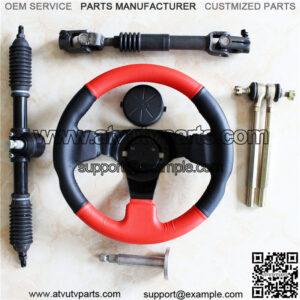 Steering Wheel assembly Tie Rod Rack Adjustable Shaft Kits Fit for Go Kart ATV UTV 110cc 125cc 140cc 150cc
