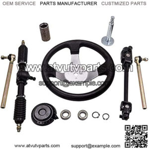 300mm Steering Wheel Assembly & Adjustable Steering Shaft & Tie Rod Gear Rack and Pinion for 110cc Go Kart