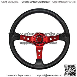 Universal Deep Dish Racing Steering Wheel 13.8??/350mm 6 Bolts Grip Vinyl Leather With Horn Button For Car(Red)