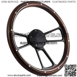 14" Real Mahogany Wood Steering Wheel w/Black Chevy Horn for Chevy C/K Series Truck