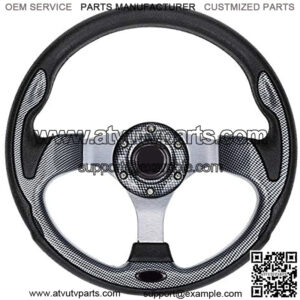 Universal 12.5 inch Golf Cart Steering Wheel for EZGO TXT RXV, Club Car DS Precedent, Yamaha G29 Drive and others - Light Gray