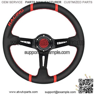 Universal Racing Steering Wheel 13.8??/350mm 6 Bolts Grip Microfiber Leather & Aluminum With Horn Button