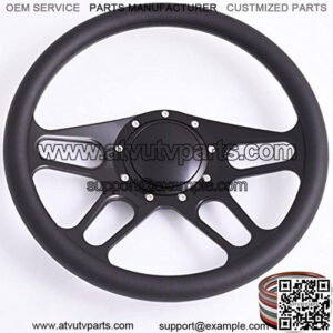 14'' Billet Half Wrap 9 Bolts Steering Wheel with Horn Button(Black)
