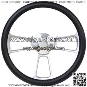 Black Steering Wheel 14 Inch Aluminum with Chevy Installation Adapter and Horn