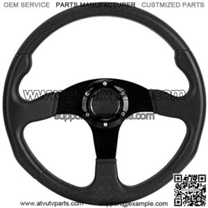 Steering Wheel,350mm/14in Racing Car Sport Steering Wheel Deep Dish 6 Bolts Universal Modified Accessory(Black)