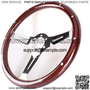 380mm 15" Inch Classic Nostalgia Style Wood Grain Steering Wheel Slotted 3 Spoke Steering Wheel Riveted Light Wood Grip (15' steering wheel)