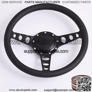 14'' Billet Half Wrap 9 Bolts Steering Wheel with 2'' Dish and Horn Button(Black)
