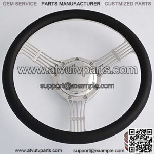 14'' Billet Banjo Half Wrap 9 Bolts Steering Wheel with 2'' Dish and Horn Button (Black)