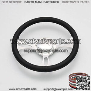 14'' Satin Billet Full Wrap 9 Bolts Steering Wheel with 2'' Dish and Horn Button (Black)