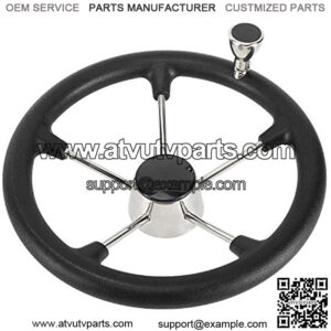 13-1/2 Inch Stainless Steel 5 Spoke Boat Marine Steering Wheel with Black PU