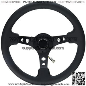 RST-006BK forced Steering Wheel (350mm Sport Steering Wheel (3" Deep) - Black Spokewith Round holes/Black Leather)