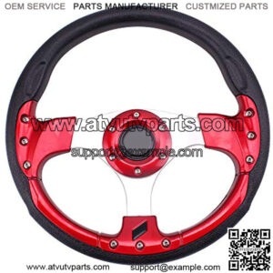 Universal Racing/Golf Cart Steering Wheel 12.5??/320mm 15 Bolts Grip Vinyl Leather & Aluminum with Horn Button for Car& for Club Car DS and Club Car Precedent EZGO Yamaha Golf Carts-Red