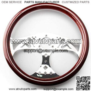 380mm 15" Inch Classic Nostalgia Style Wood Grain Steering Wheel Slotted 3 Spoke Steering Wheel Riveted Light Wood Grip (Girl pattern)