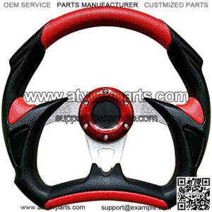 Universal Fit 320mm/12.5 inch Diameter Racing Style Leather Steering Wheel Interior Steering Wheel (Red)