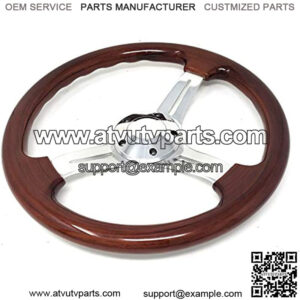 350mm 14" Inch 5 bolt Classic Nostalgia Style Wood Grain Steering Wheel Slotted 3 Spoke Steering Wheel Light Wood Grip and horn (14" steering wheel)??