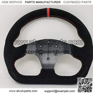 12.5" D-Shaped Steering Wheel Race Style alcantara Suede Leather with Red stitch no horn