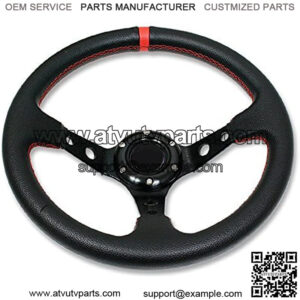 WHEEL-008RD Drifting Deep Dish 350 mm 6 Hole Sport Steering Wheel Racing Trim Universal Honda Acura Mazda Mitsubishi Lexus, Red