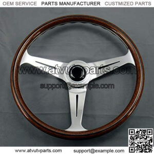 Steering Wheel - Classic - 390 mm (15.35 inches) - Wood with Polished Spokes - Part # 5061.39.3000