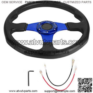 Wheel Drifting 350mm/14in Racing Car Sport Steering Wheel Deep Dish 6 Bolts Universal Modified Accessory (Blue)