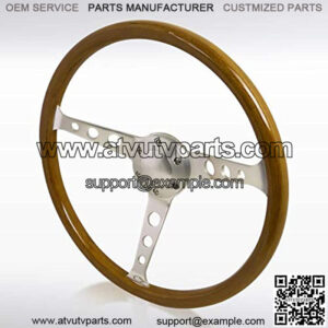 370MM 14.75" Aluminum Spokes Vintage Classic Wooden Wood Grain Steering Wheel