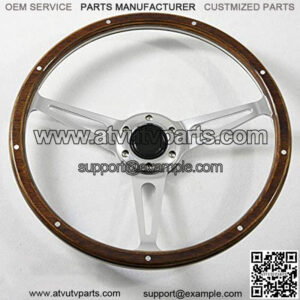 14'' Classic Riveted wooden steering wheel with 6 bolt and Horn Button