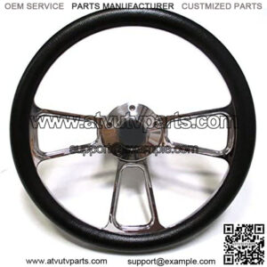Compatible with 1974-1994 GMC C-Series Pick-Up Truck - Black & Chrome Steering Wheel - Full Kit